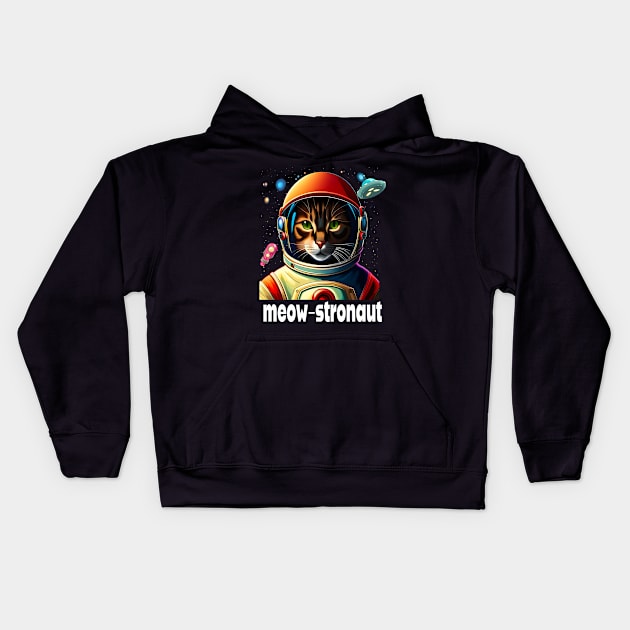 FUNNY SPACE CAT IS A MEOW-STRONAUT CUTE KITTEN FELINE Kids Hoodie by TexasTeez